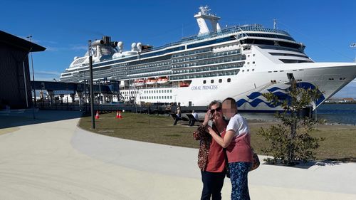 Alice Burns (left) pictured before she embarked on a seven-day cruise on the Coral Princess.