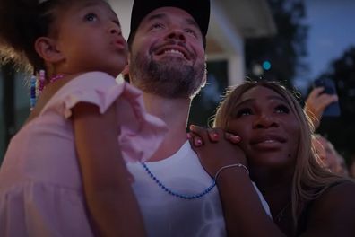 Serena Williams celebrated with her husband and daughter after finding out she is having another girl.