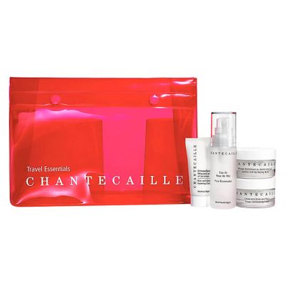<a href="http://mecca.com.au/chantecaille/travel-essentials-kit/I-025814.html" target="_blank">Chantecaille Travel Essentials Kit, $253.</a><br>
Travel-friendly
editions of the Rice and Geranium Foaming Cleanser (15ml), Pure Rosewater
(30ml), Flower Harmonizing Cream (30ml) and Jasmine and Lily Healing Mask
(30ml).