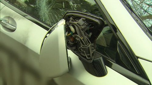 A woman was seen taking a bat to the expensive car. Image: 9News