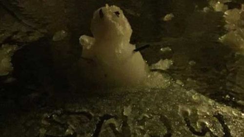Just enough ice to make a very small snowman.