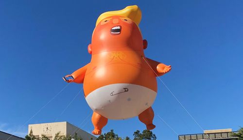 A Trump balloon at the LA event