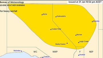 Severe Weather Warning for SA on Feb 1 2022.