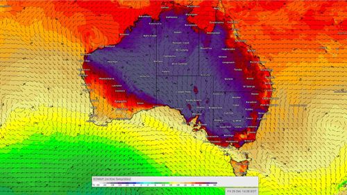 Australia heatwave weather map