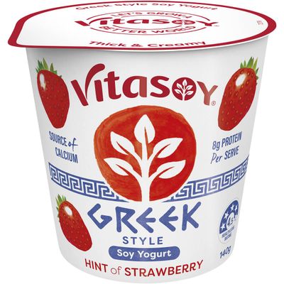 Vitasoy Greek Style Soy Yogurt Hint Of Strawberry 140g (**DAIRY FREE**)