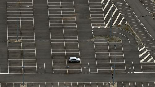 A lone vehicle is seen at the Melbourne International Airport long term car park on August 26