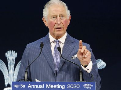 Britain's Prince Charles addresses the World Economic Forum in Davos, Switzerland, Wednesday, Jan. 22, 2020. The 50th annual meeting of the forum is taking place in Davos from Jan. 21 until Jan. 24, 2020