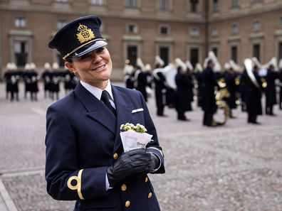 STOCKHOLM, SWEDEN - MARCH 12: Crown Princess Victoria of Sweden attends The Crown Princess' Name Day celebrations at The Royal Palace on March 12, 2025 in Stockholm, Sweden. (Photo by Michael Campanella/Getty Images)