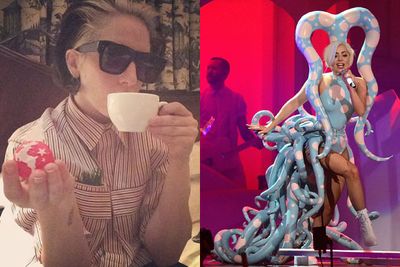 Although we prefer Lady Gaga's off-duty look, we're obsessed with the tentacles she rocks on tour...talk about an attention-grabbing head piece! <br/>