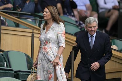Carole and Michael Middleton arrive to the Royal box on Centre Court July 5, 2022