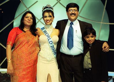 Miss World winner Miss India Priyanka Chopra with her family during the Miss World contest