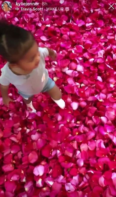 Travis Scott, surprise, roses, flowers, Kylie Jenner, birthday, daughter Stormi