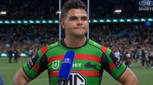 Latrell Mitchell speaks to Nine after South Sydney&#x27;s win over Cronulla.