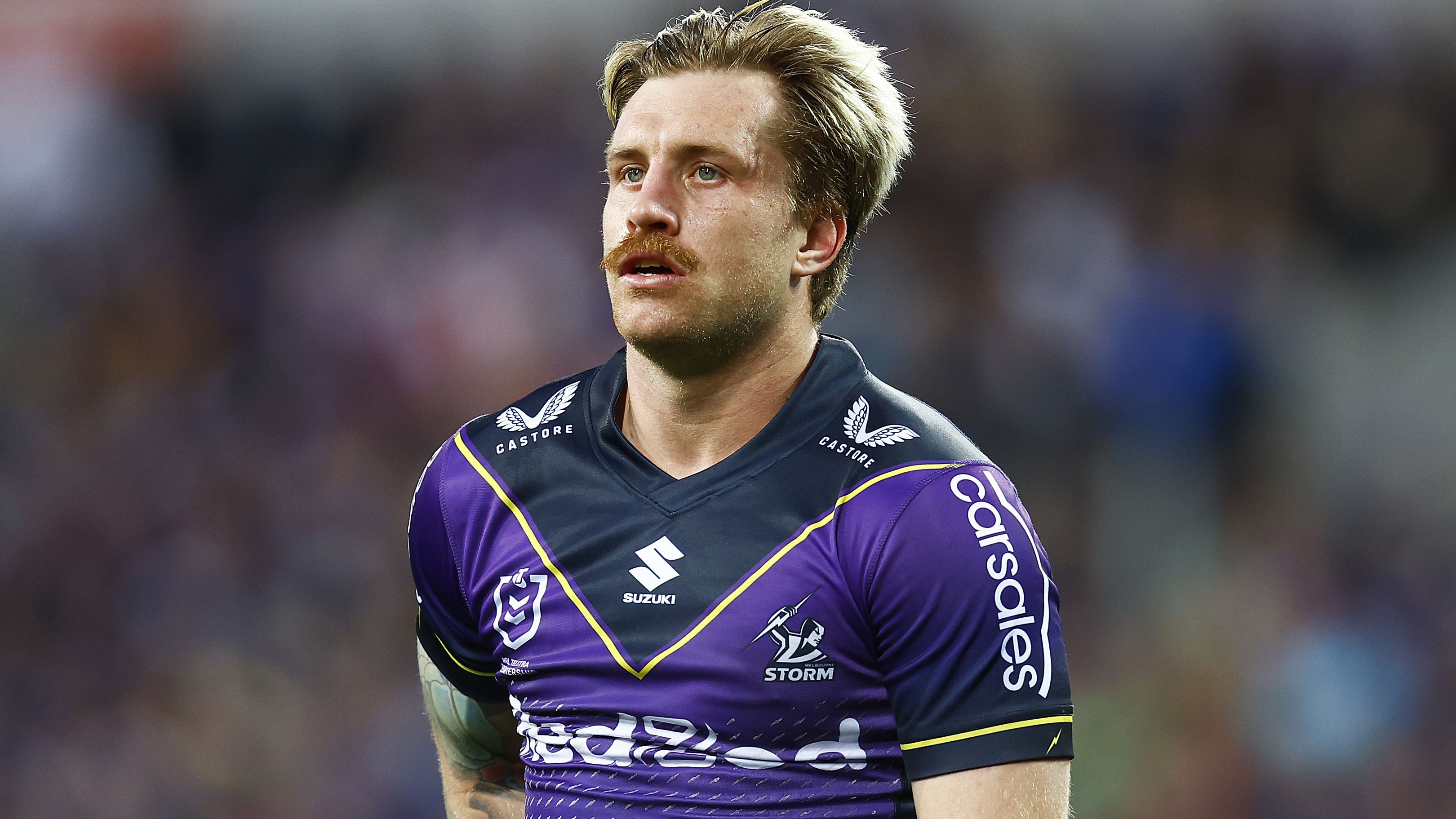 Cameron Munster looks on during the NRL elimination final match between the Melbourne Storm and the Canberra Raiders.