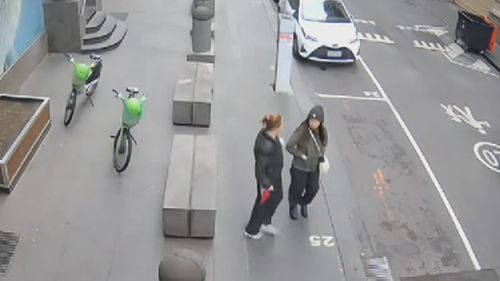 A capture from the CCTV footage of a random stabbing attack in Melbourne's CBD in October