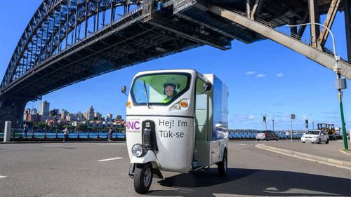 The tuk tuks will be delivering to much of Sydney, but won't be crossing the Harbour Bridge.