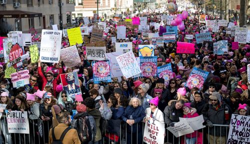 Marchers at the event in New York City.