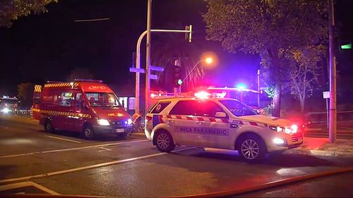 The blaze triggered delays for trams in the area. (9NEWS)