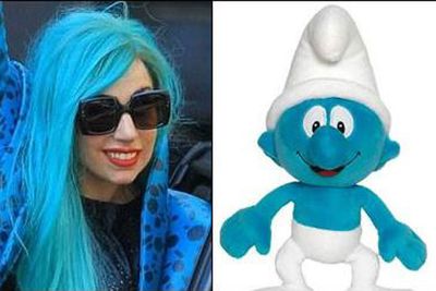 Well, what do you expect when you wear a blue wig? Really. <p><b>Image</b>: totallylookslike.com