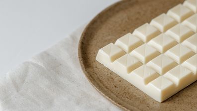 Stock photo of white chocolate block.