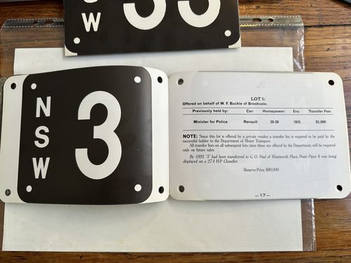 The original number plates were reserved for VIPs and government officials in the 1930s before they were offered to auction in NSW and Victoria in 1983.﻿ 