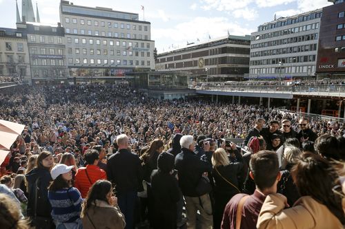 Thousands gathered at Sergels torg in central Stockholm and started with a minute of silence. (AAP)