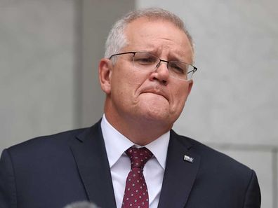 Prime Minister Scott Morrison during a press conference at Parliament House.