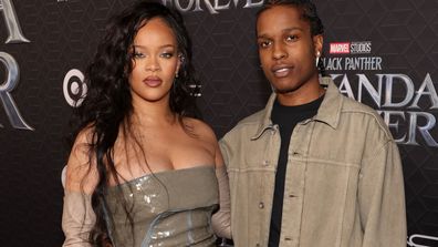 Rihanna and A$AP Rocky attend the Black Panther: Wakanda Forever World Premiere at the El Capitan Theatre in Hollywood, California on October 26, 2022. (Photo by Jesse Grant/Getty Images for Disney)