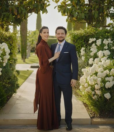 Crown Prince Hussein of Jordan and Princess Rajwa photographed in late May in a photo to mark two years since their royal wedding on June 1, 2023.