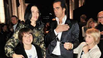 Susie Bick and Nick Cave with their children Earl and Arthur in 2012. (Getty)