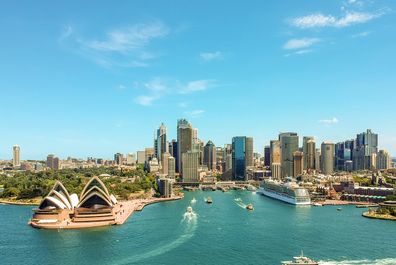 cruise docked in sydney harbour australia