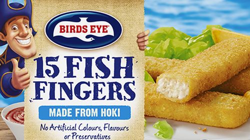 Birds Eye fish fingers packaging.