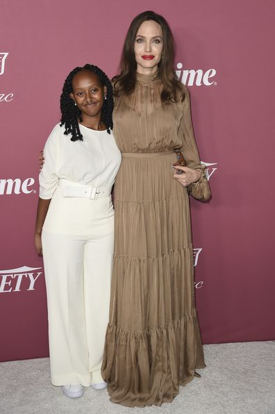 Zahara Jolie-Pitt and Angelina Jolie arrive at Variety's Power of Women: Los Angeles on Thursday, Sept. 30, 2021. (Photo by Richard Shotwell/Invision/AP)