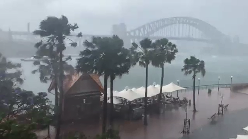 Sydney was lashed with torrential rain and damaging winds while places like Thredbo were hit with a heavy downpour of snow yesterday.