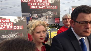 A taxi was almost hit by a train during a Labor press conference about the dangers of level crossings. (9NEWS, Andrew Lund)