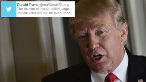Donald Trump took to Twitter to mock a US judge. (AFP, Twitter)