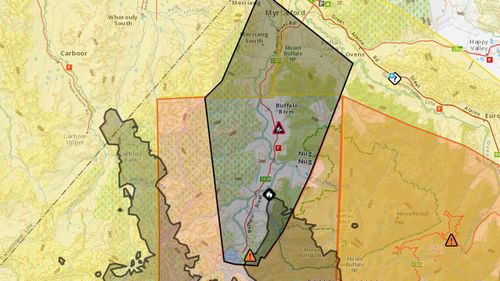 There is a bushfire on the north west side of Mt Buffalo that is threatening the Buffalo River Valley. The fire is not yet under control.