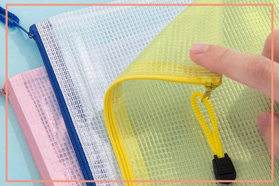 9PR: Pack of 10 Mesh Document Bag A3 Size Durable Plastic Zipper File Wallet