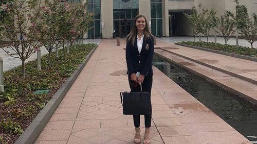 Brittany Higgins on her first day working at Parliament House in Canberra.