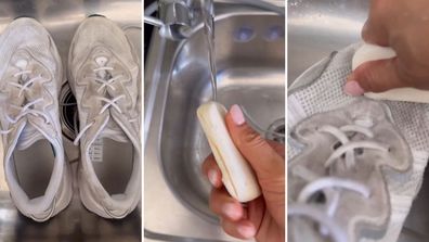 White sneaker cleaning hack