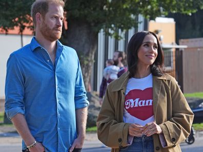 The Duke and Duchess of Sussex, Prince Harry and Meghan Markle take part in the Scar Tree Walk on day three of the royal tour on April 16, 2026 in Melbourne, Australia. 