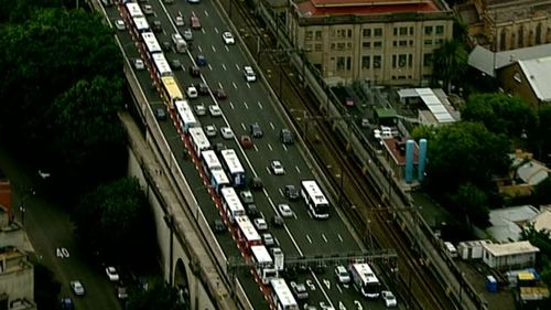 The Transport Management centre has attributed the hold up to CBD roadworks. (9NEWS)