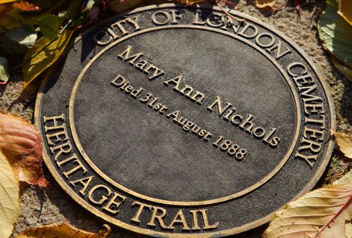 This plaque in east London marks the spot where The Ripper's first victim - Mary Ann Nichols - was murdered.