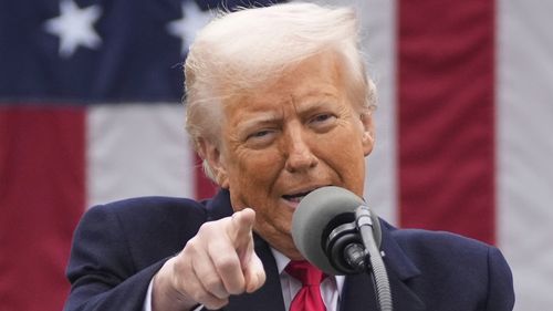 FILE - President Donald Trump speaks during an event to announce new tariffs in the Rose Garden at the White House, Wednesday, April 2, 2025, in Washington. (AP Photo/Mark Schiefelbein,File)