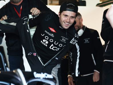 MIAMI, FLORIDA - MARCH 06: Brooklyn Peltz Beckham, entrepreneur, Jaguar TCS Racing prepares to drive in the garage during the second day of the Formula E Evo Sessions at Miami International Autodrome on March 06, 2025 in Miami, Florida. (Photo by Andrew Ferraro/LAT Images)