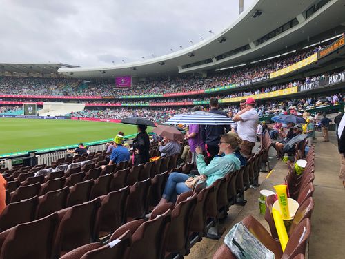 The first day of the fifth ashes test is delayed due to the wet weather. (Picture: Jayne Azzopardi)