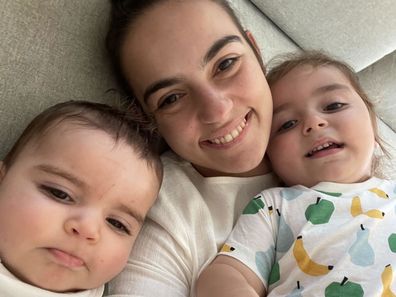 Nikolina Kharoufeh with her two sons Noah and Leo. 