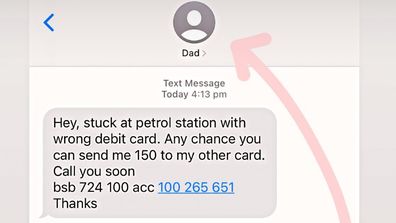 Image of text message scam impersonating someone&#x27;s dad.