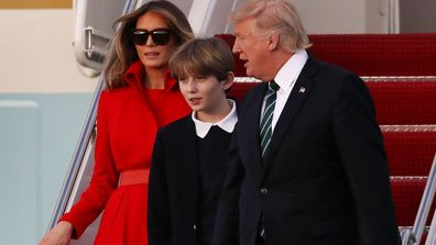 Melania Trump with husband Donald and son Baron.