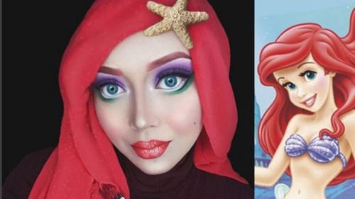 Makeup artist uses her hijab to transform herself into popular Disney characters